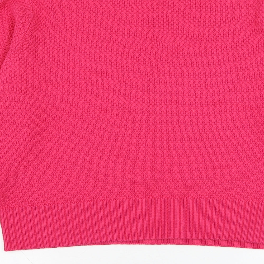 Marks and Spencer Womens Pink Round Neck  Cotton Pullover Jumper Size 16
