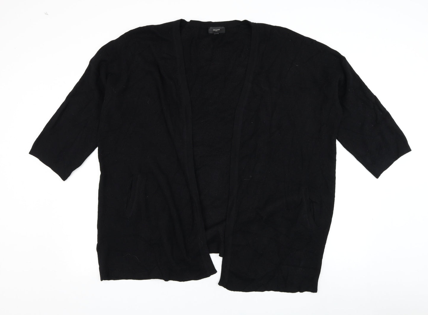 Sweewe Womens Black Square Neck  Viscose Cardigan Jumper Size M