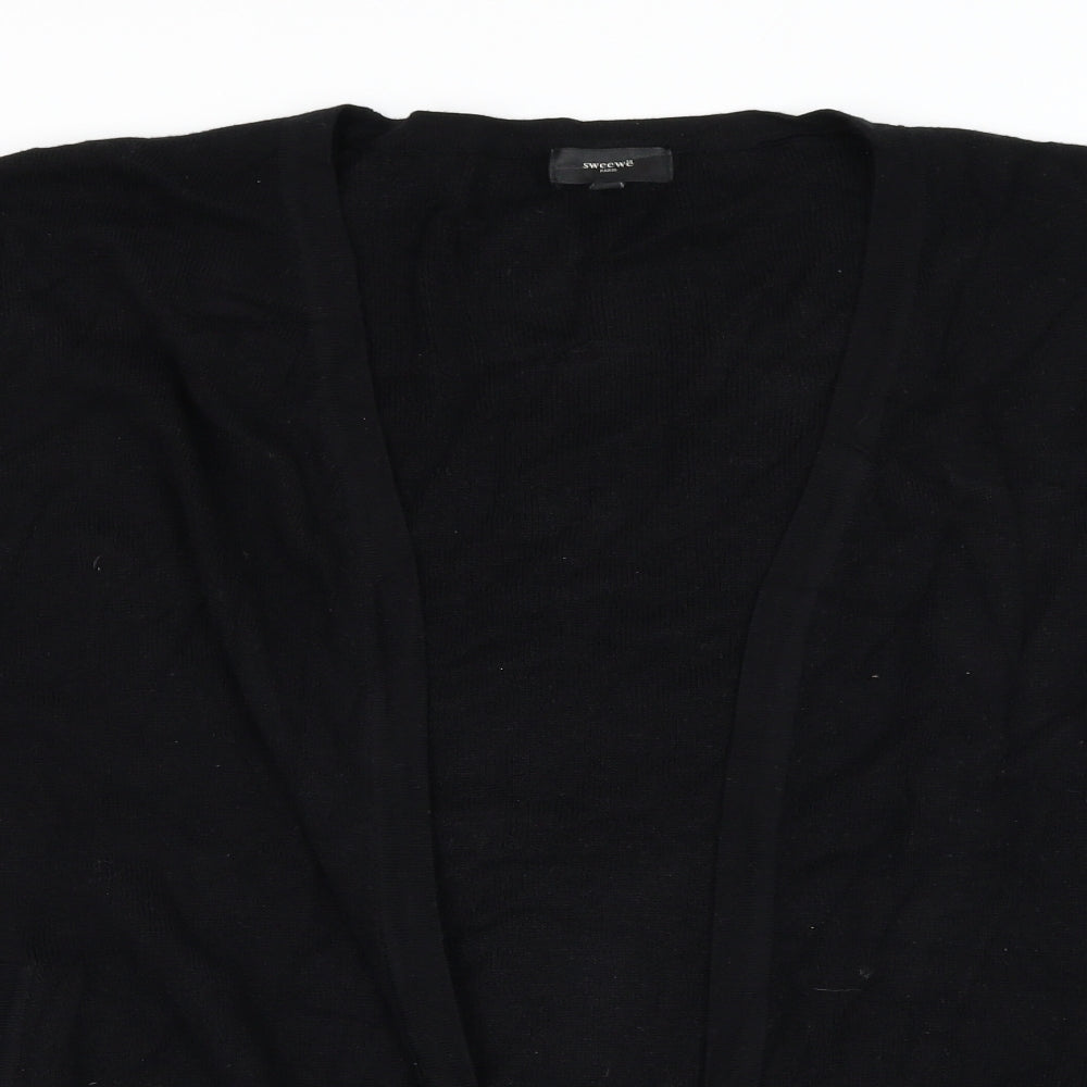 Sweewe Womens Black Square Neck  Viscose Cardigan Jumper Size M
