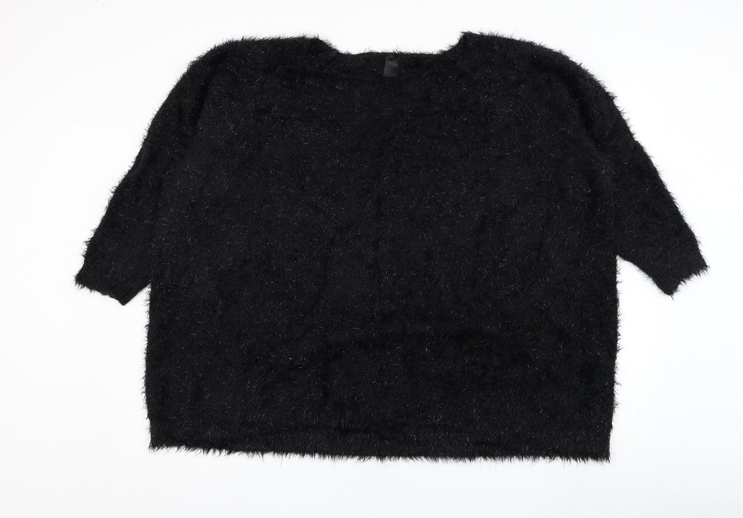 Yours Womens Black Round Neck  Nylon Pullover Jumper Size 26