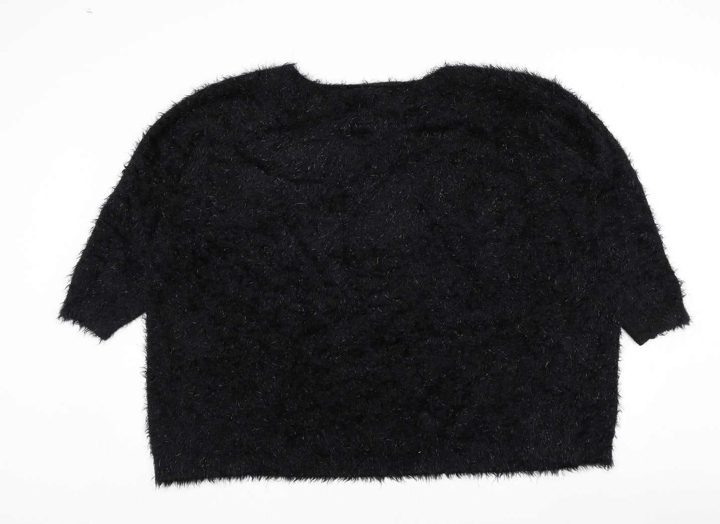 Yours Womens Black Round Neck  Nylon Pullover Jumper Size 26