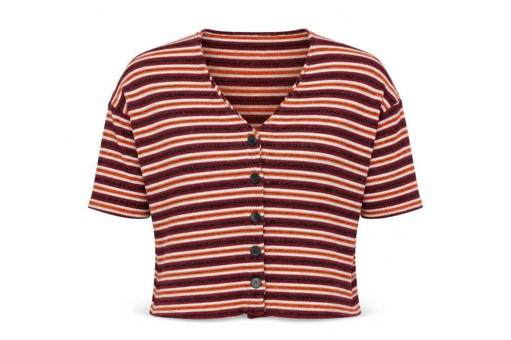 New Look Womens Purple V-Neck Striped Polyester Cardigan Jumper Size S