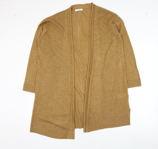 Marks and Spencer Womens Brown Square Neck  Acrylic Cardigan Jumper Size 10