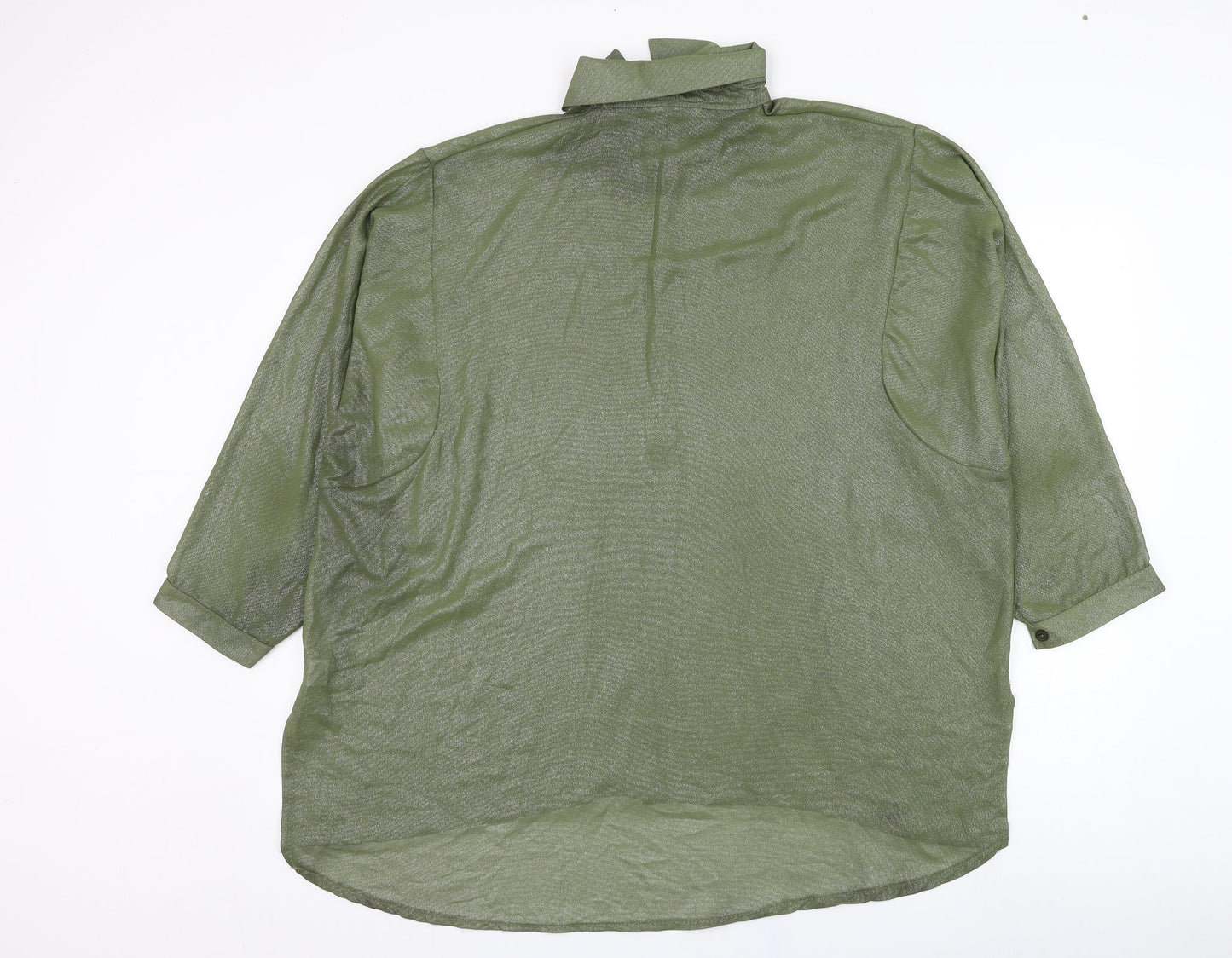 Tillets Womens Green  Polyester Basic Button-Up Size XL Collared
