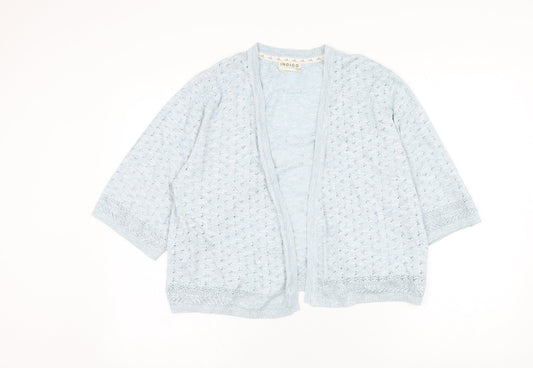 Marks and Spencer Womens Blue Square Neck  Acrylic Cardigan Jumper Size 16