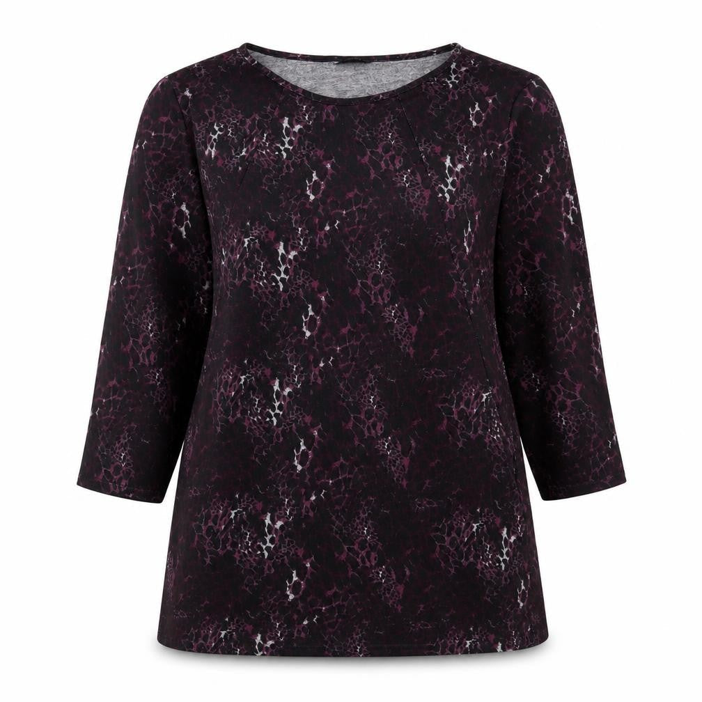 Roman Womens Purple Round Neck Animal Print Polyester Pullover Jumper Size 12