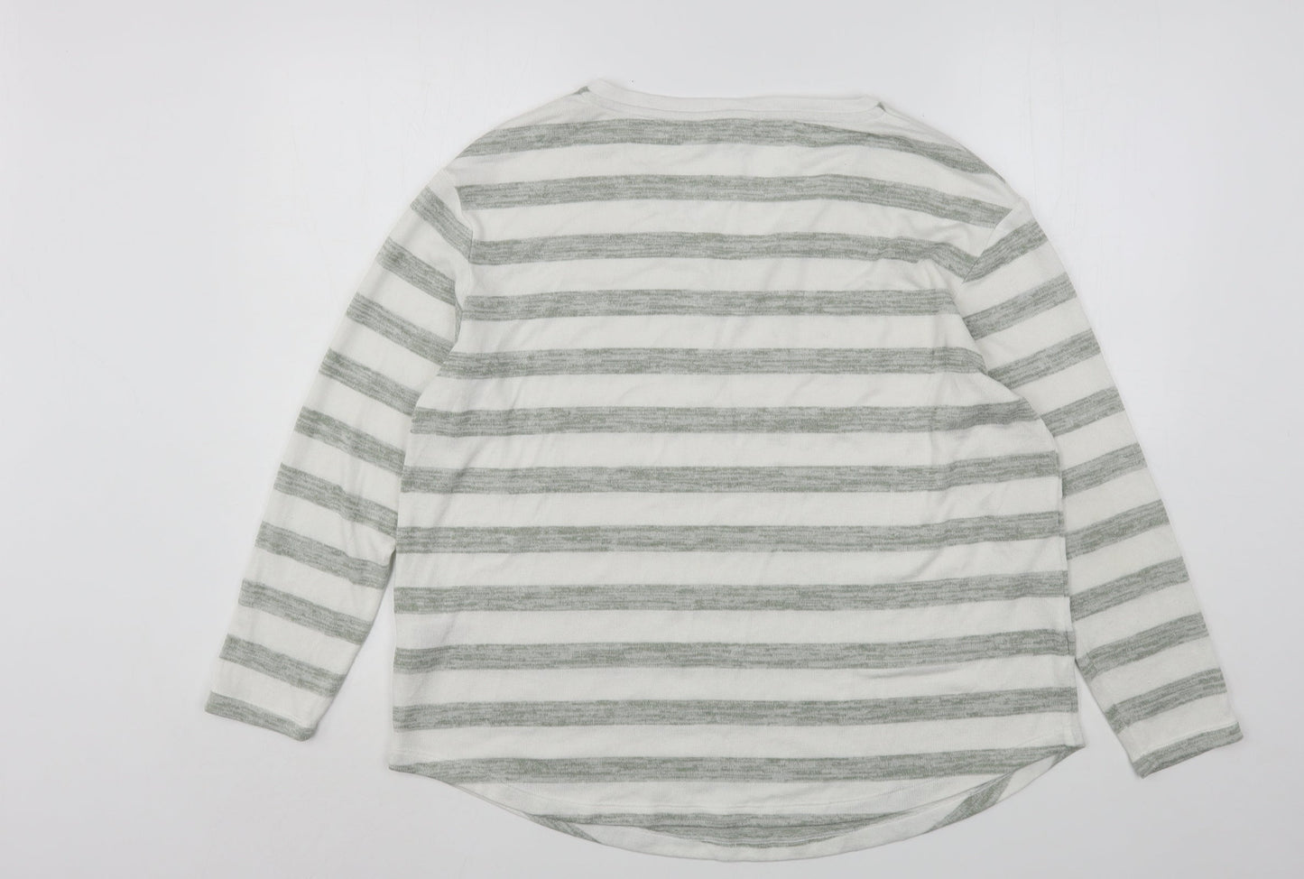 Marks and Spencer Womens Multicoloured V-Neck Striped Viscose Pullover Jumper Size 18