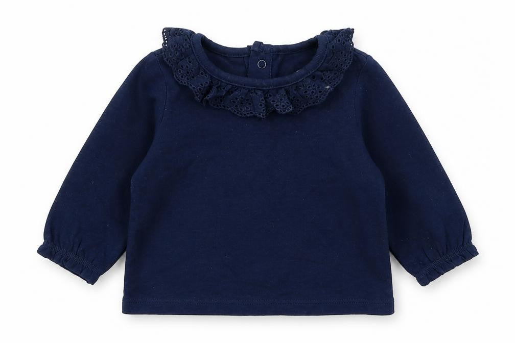 F&F Girls Blue  Cotton Basic T-Shirt Size 0-3 Months Collared