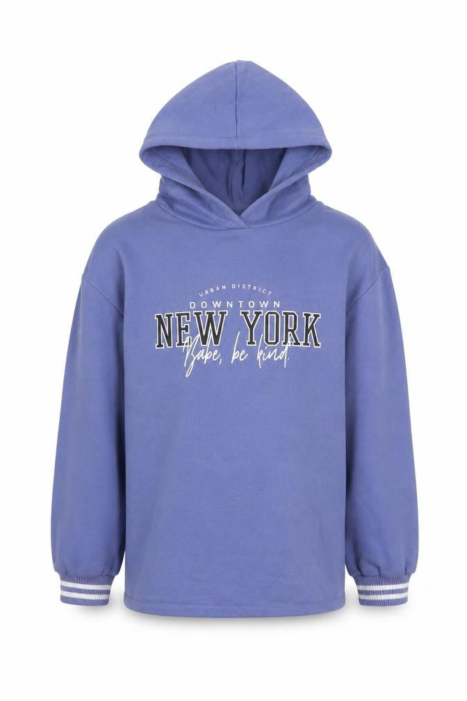Matalan Girls Blue  Cotton Pullover Hoodie Size 9 Years