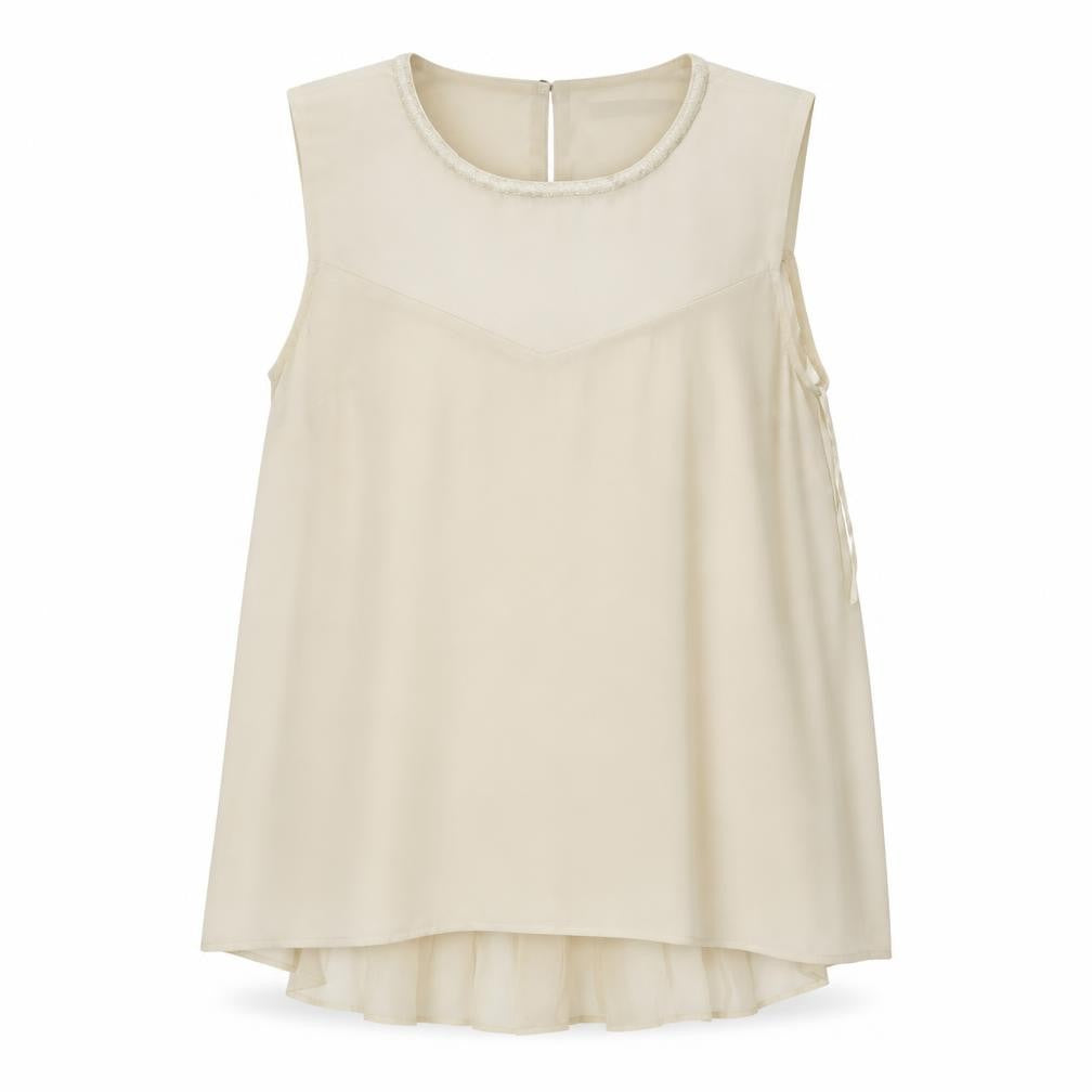 Oasis Womens Beige  Polyester Basic Blouse Size 8 Round Neck
