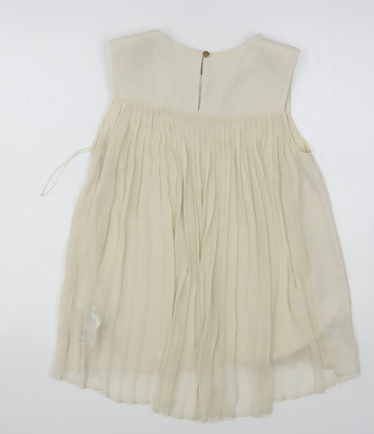 Oasis Womens Beige  Polyester Basic Blouse Size 8 Round Neck