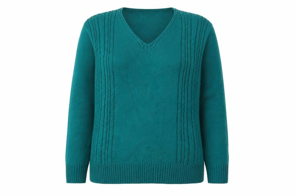 Insight Womens Green V-Neck  Acrylic Pullover Jumper Size S