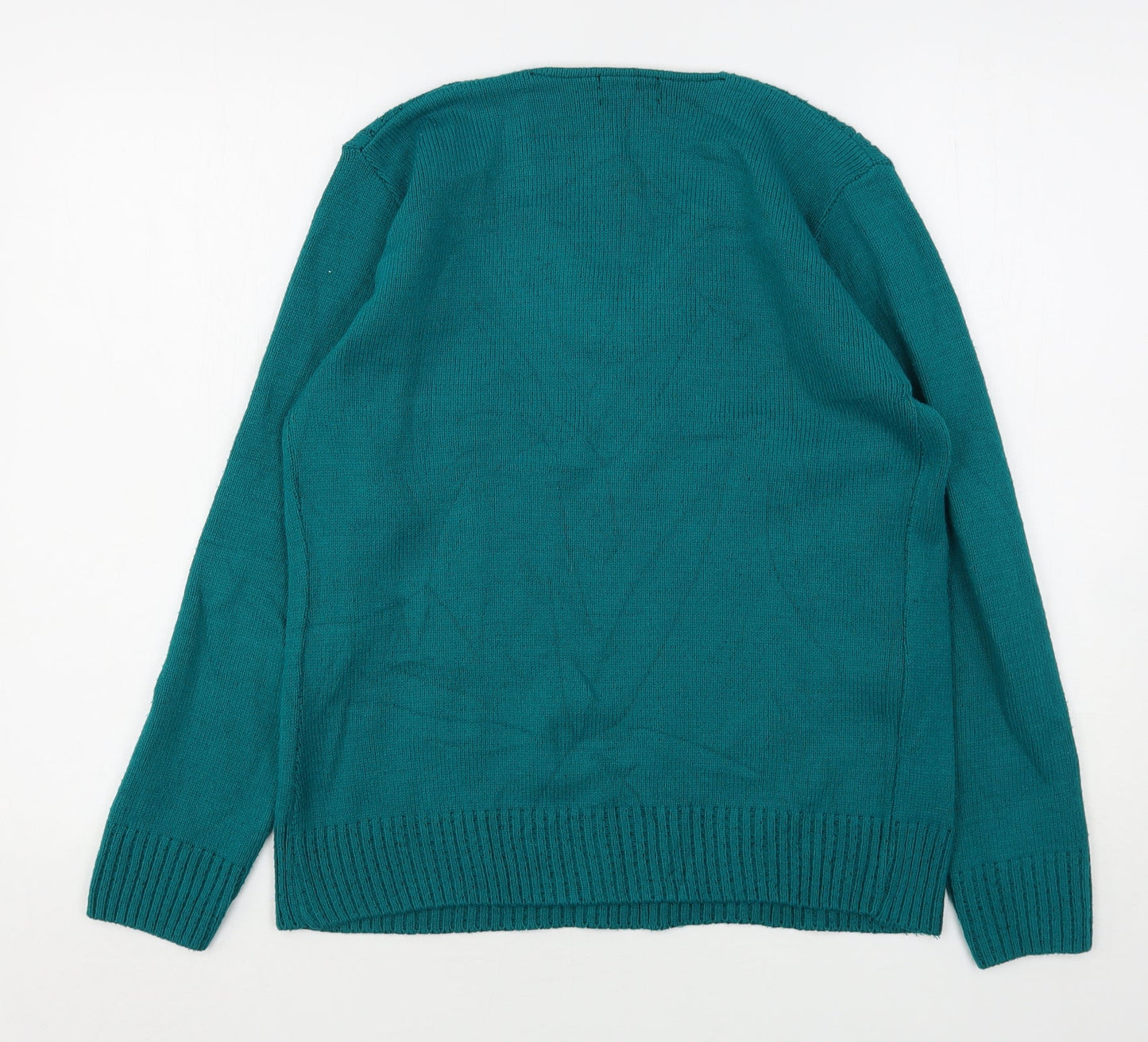 Insight Womens Green V-Neck  Acrylic Pullover Jumper Size S