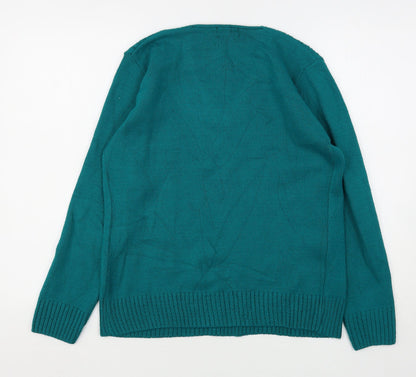 Insight Womens Green V-Neck  Acrylic Pullover Jumper Size S