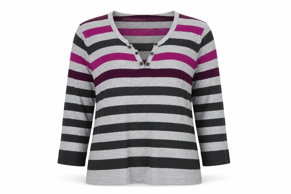 Country Casuals Womens Multicoloured V-Neck Striped Viscose Pullover Jumper Size L