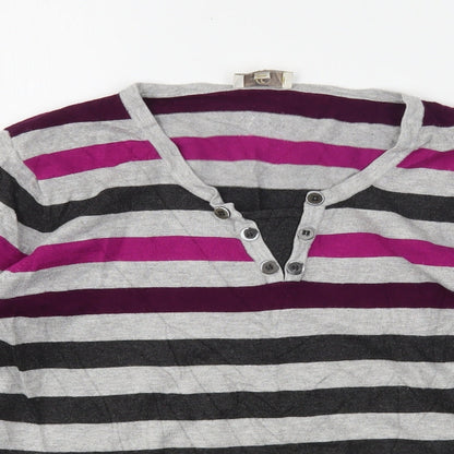 Country Casuals Womens Multicoloured V-Neck Striped Viscose Pullover Jumper Size L
