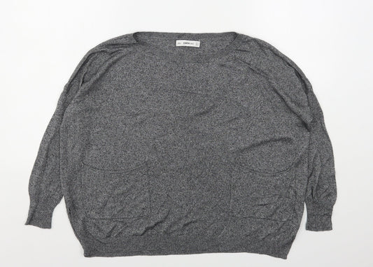 Zara Womens Grey Round Neck  Polyester Pullover Jumper Size M