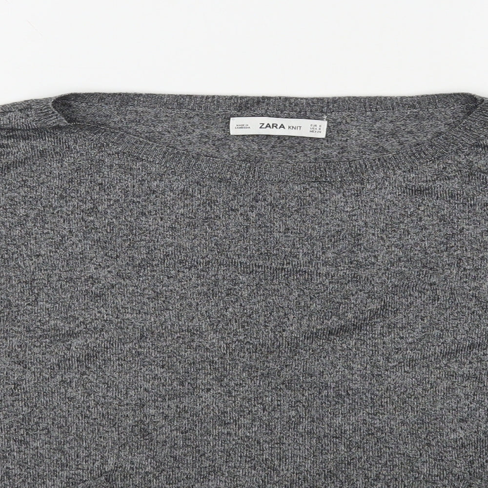 Zara Womens Grey Round Neck  Polyester Pullover Jumper Size M
