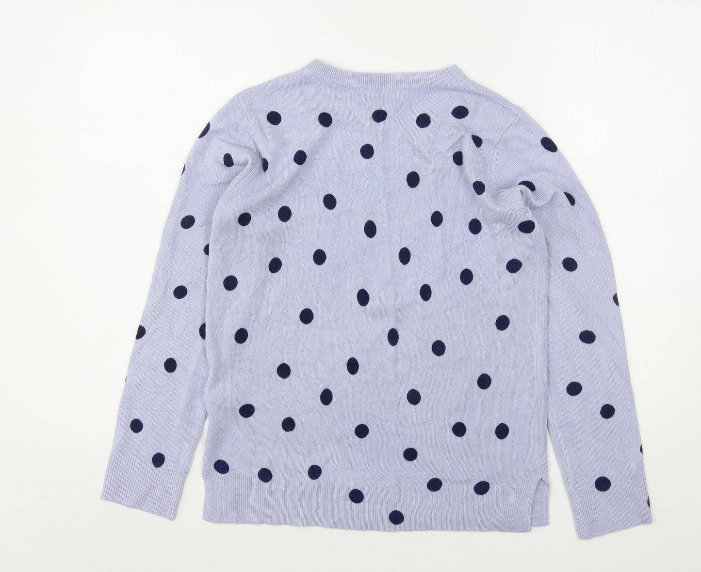 Marks and Spencer Womens Blue Round Neck Polka Dot Acrylic Pullover Jumper Size 10
