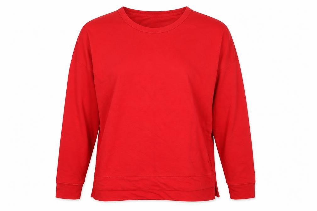 Apeiyu  Womens Red Crew Neck  Cotton Pullover Jumper Size XL