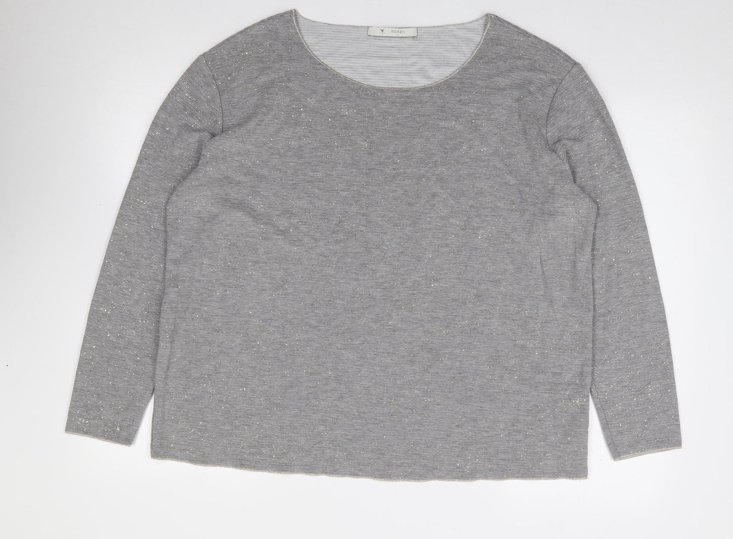 monari Womens Grey  Viscose Jersey T-Shirt Size 18 Boat Neck - Ribbed
