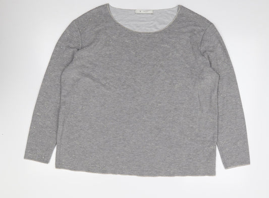 monari Womens Grey  Viscose Jersey T-Shirt Size 18 Boat Neck - Ribbed