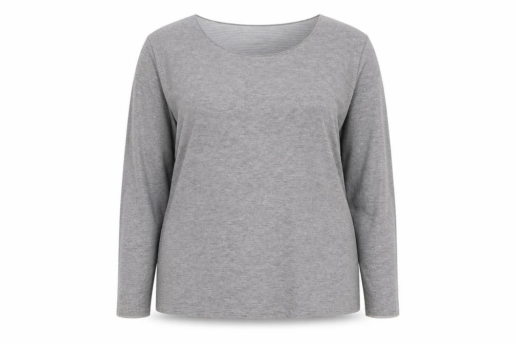 monari Womens Grey  Viscose Jersey T-Shirt Size 18 Boat Neck - Ribbed
