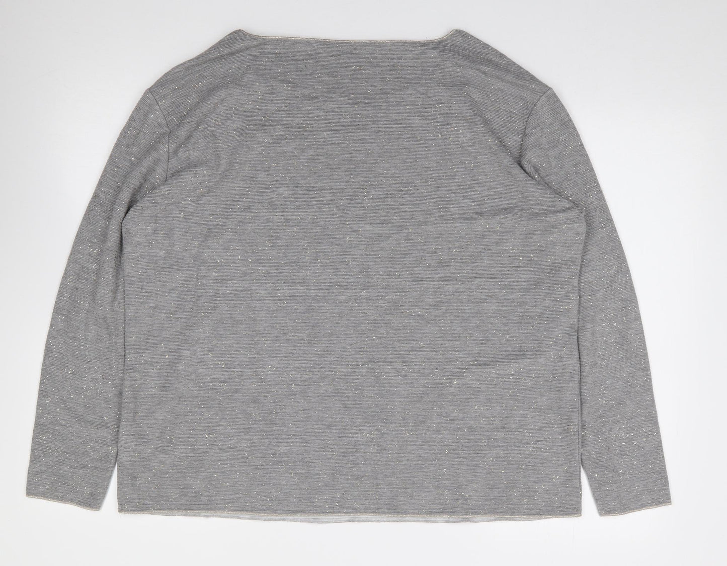 monari Womens Grey  Viscose Jersey T-Shirt Size 18 Boat Neck - Ribbed