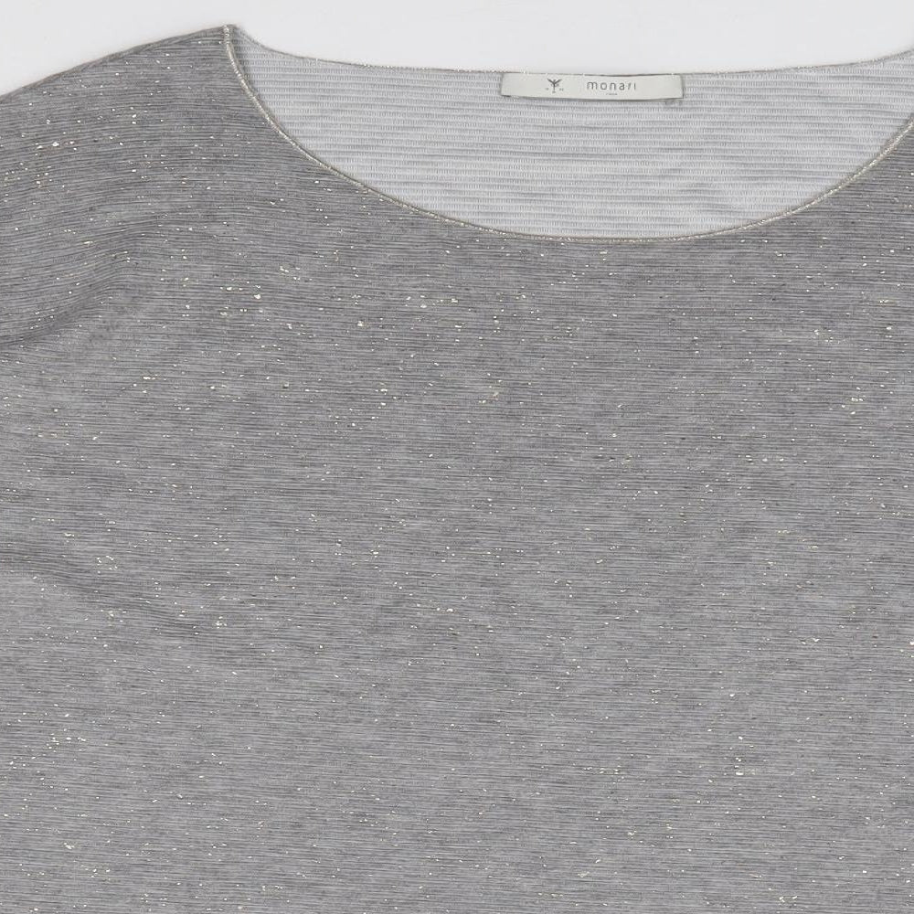 monari Womens Grey  Viscose Jersey T-Shirt Size 18 Boat Neck - Ribbed