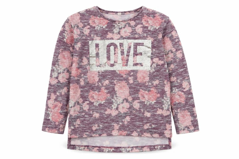 Primark Girls Multicoloured Floral Polyester Jersey T-Shirt Size 9-10 Years Round Neck Pullover