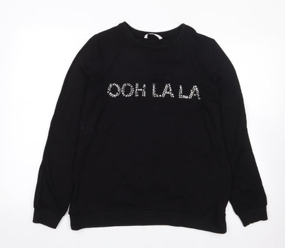 Preloved TU Womens Black Crew Neck  Viscose Pullover Jumper Size 10 - Front