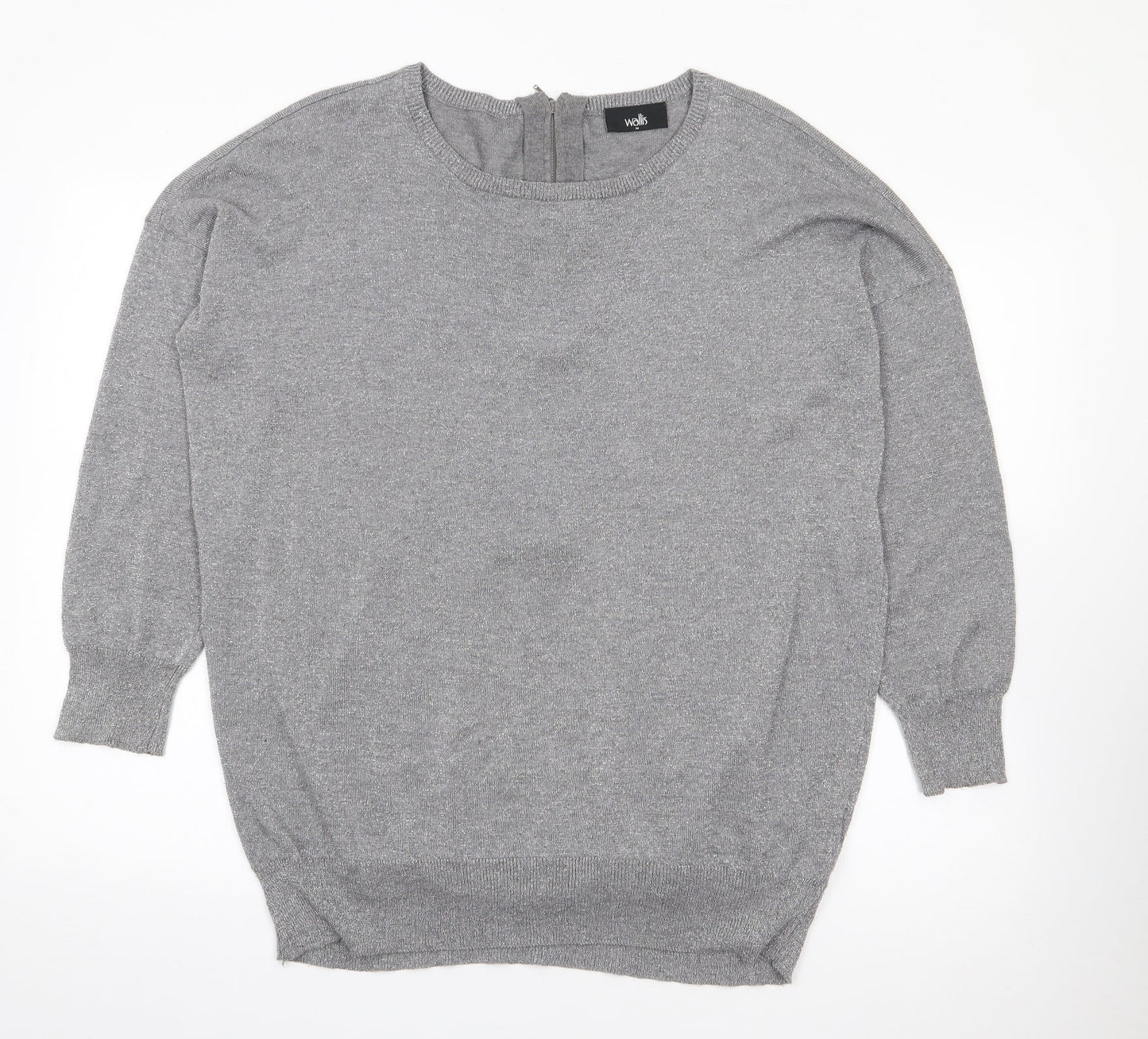 Wallis Womens Grey Round Neck  Viscose Pullover Jumper Size M