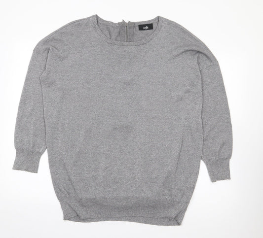 Wallis Womens Grey Round Neck  Viscose Pullover Jumper Size M