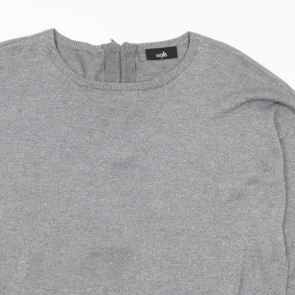 Wallis Womens Grey Round Neck  Viscose Pullover Jumper Size M
