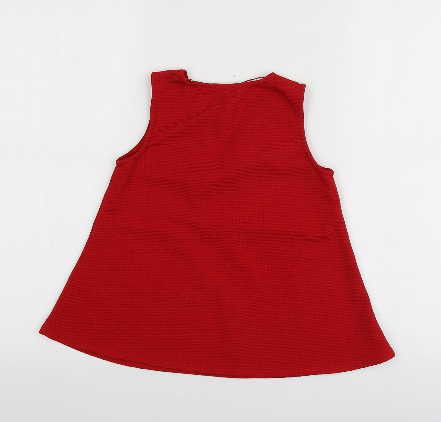 George Girls Red Geometric Polyester Basic T-Shirt Size 8-9 Years Round Neck