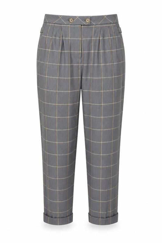 Topshop Womens Grey Plaid Polyester Chino Trousers Size 10 L23 in Regular