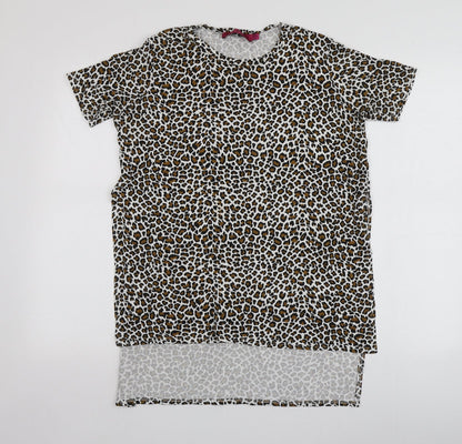 Boohoo Womens Multicoloured Animal Print Viscose Basic T-Shirt Size 8 Round Neck