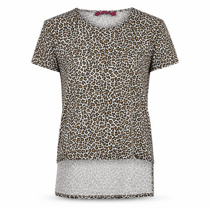 Boohoo Womens Multicoloured Animal Print Viscose Basic T-Shirt Size 8 Round Neck