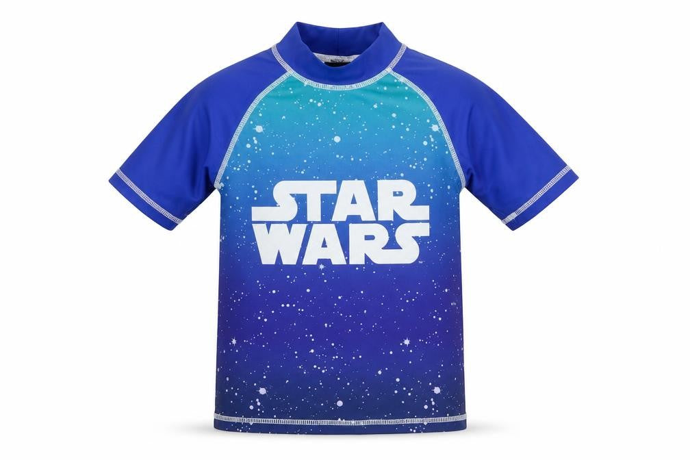 Star Wars Boys Blue Geometric Polyester Basic T-Shirt Size 5 Years Round Neck