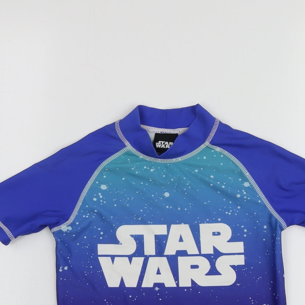 Star Wars Boys Blue Geometric Polyester Basic T-Shirt Size 5 Years Round Neck