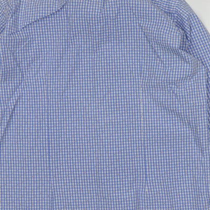 Venti Mens Blue Geometric Cotton  Button-Up Size 44 Collared