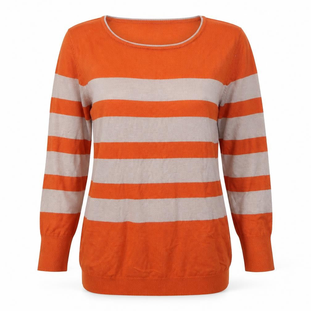 JUST ELEGANCE Womens Multicoloured Round Neck Striped Viscose Pullover Jumper Size S