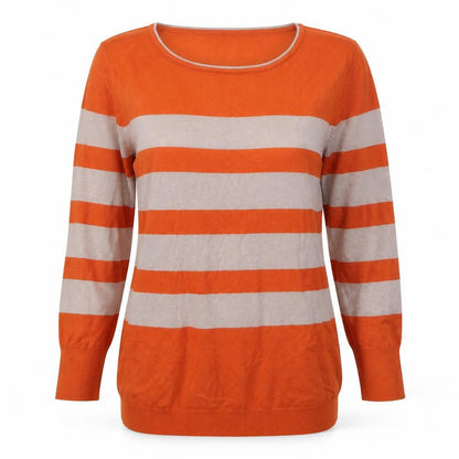 JUST ELEGANCE Womens Multicoloured Round Neck Striped Viscose Pullover Jumper Size S