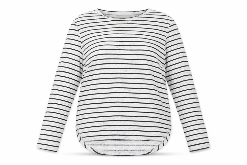Atmosphere Womens White Round Neck Striped Polyester Pullover Jumper Size 10