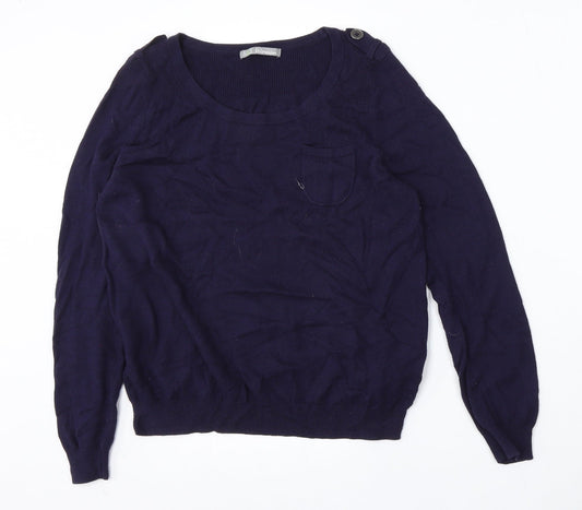 Marks and Spencer Womens Blue Round Neck  Viscose Pullover Jumper Size 14