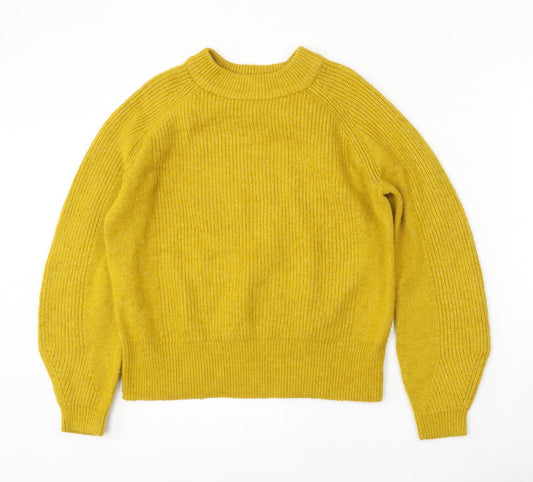 Marks and Spencer Womens Yellow Round Neck  Acrylic Pullover Jumper Size S