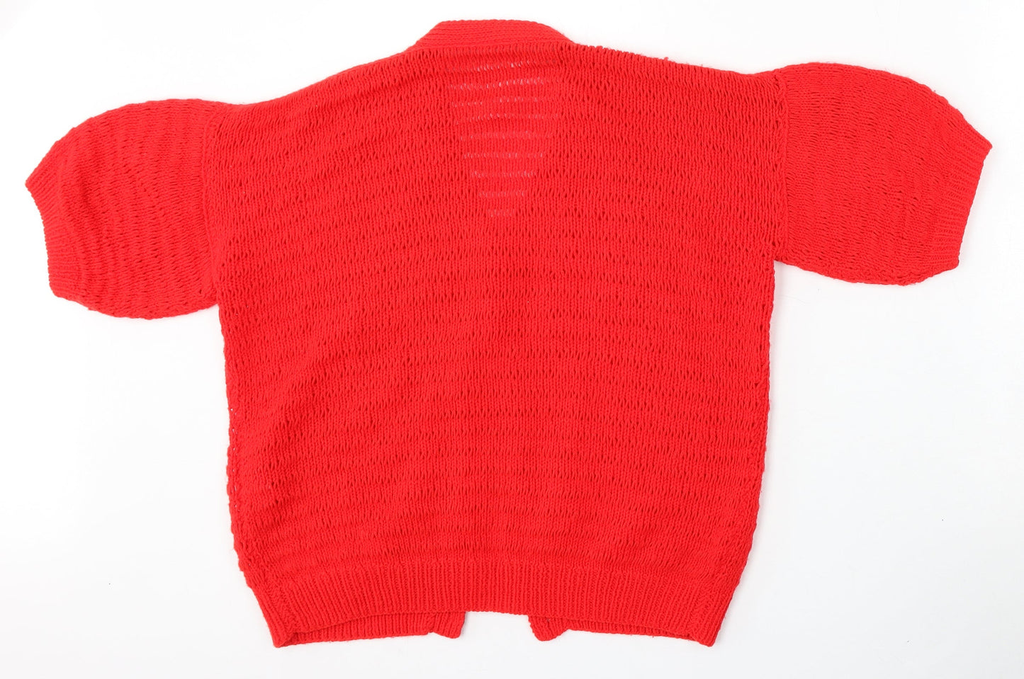 Preworn Womens Red V-Neck  Polyester Cardigan Jumper Size L