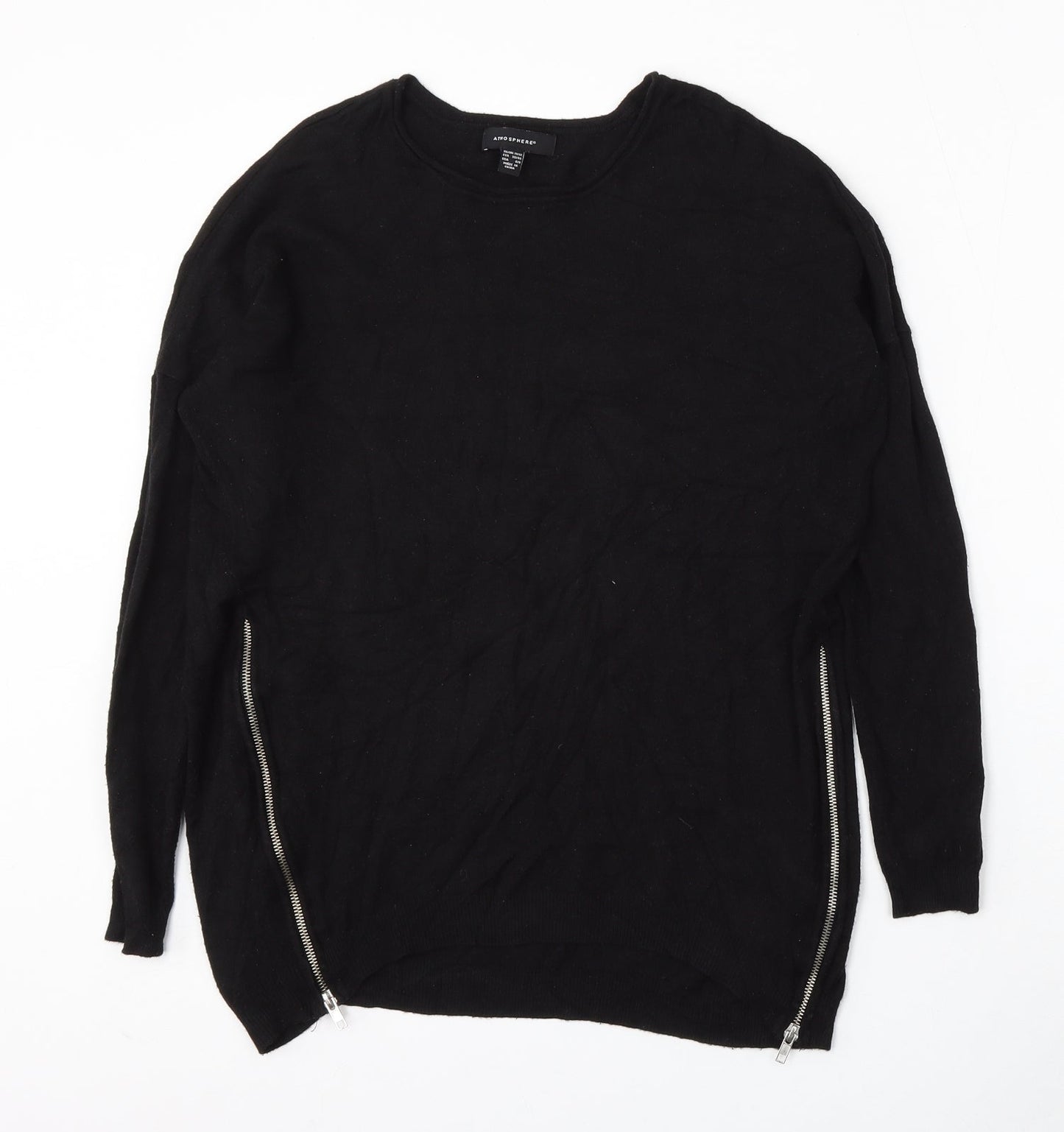Atmosphere Womens Black Round Neck  Viscose Pullover Jumper Size M