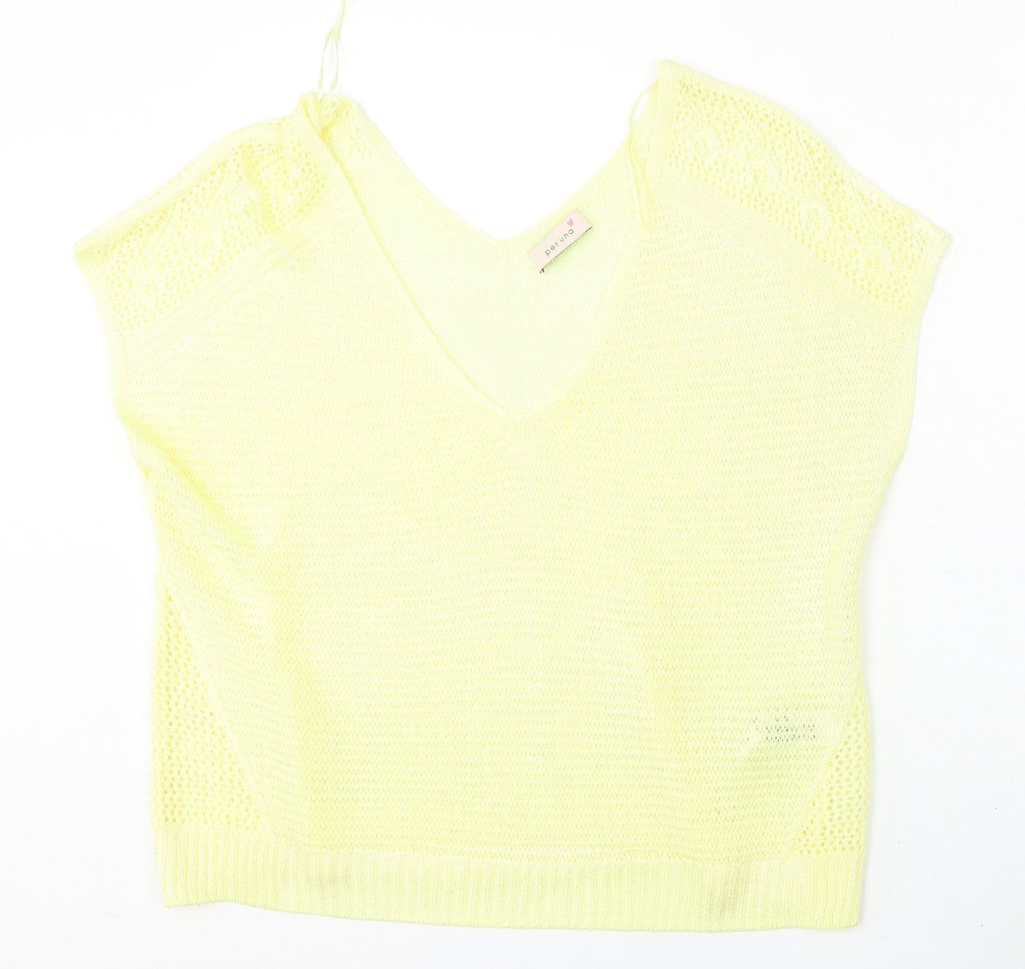 Marks and Spencer Womens Yellow V-Neck  Acrylic Pullover Jumper Size 20