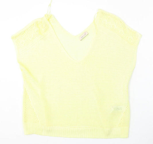 Marks and Spencer Womens Yellow V-Neck  Acrylic Pullover Jumper Size 20
